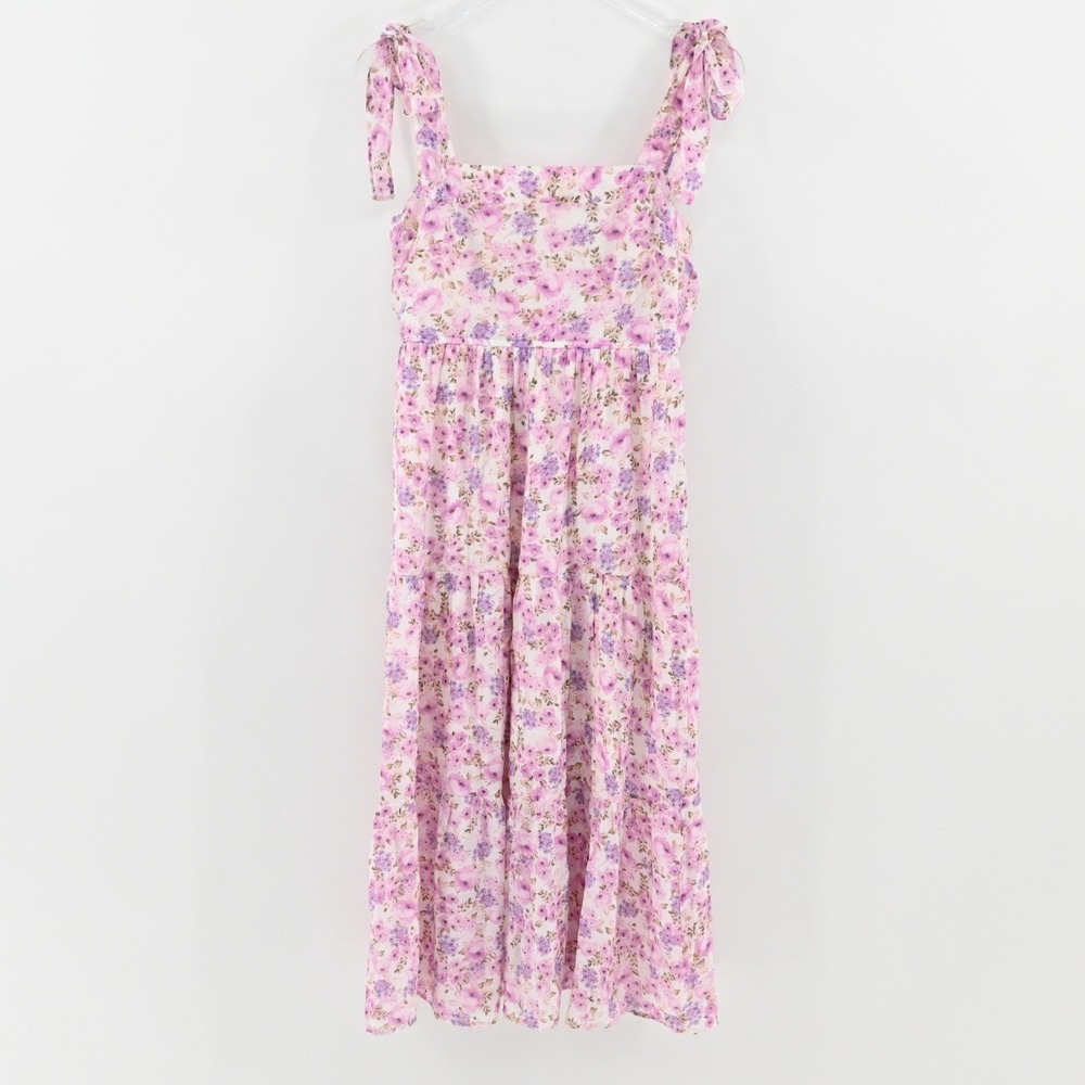 Altar'd State Floral Tiered Midi Dress Womens Size M Purple Pink Cottagecore - Picture 2 of 10